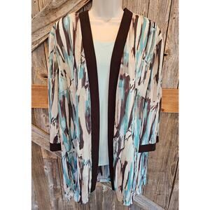 Fuax twinset career casual layering blouse blue stained glass 22W made in USA ^